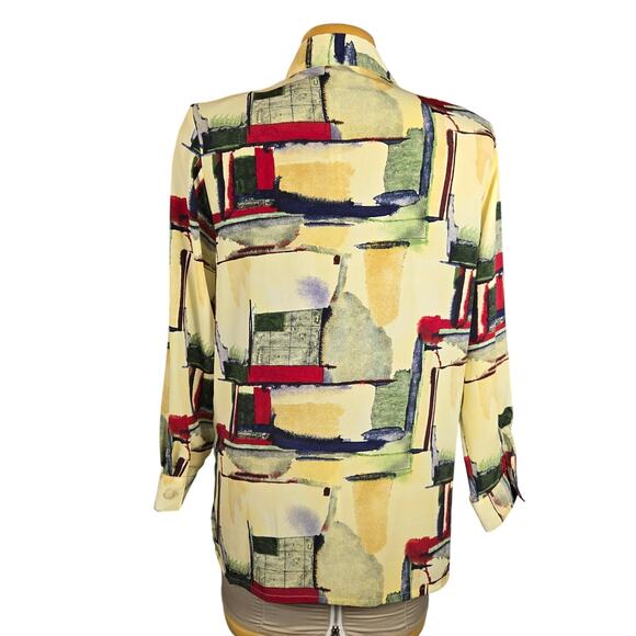 Beverly Rose USA Womens Small Button Up Shirt Art to Wear Abstract Watercolor - Picture 5 of 9